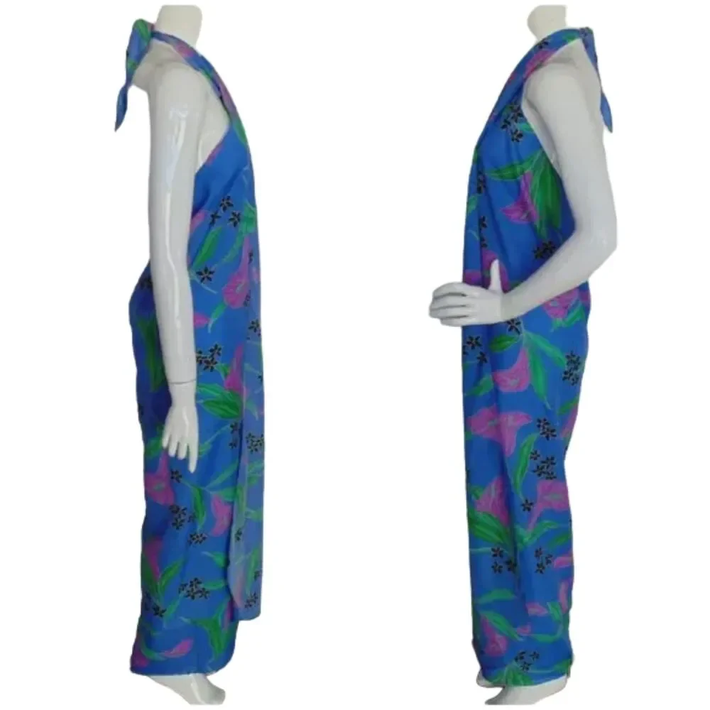 Vintage HILO HATTIE True Wrap/Sarong/Pareo, OS, Blue Floral, Maxi/Floor length - Picture 5 of 11
